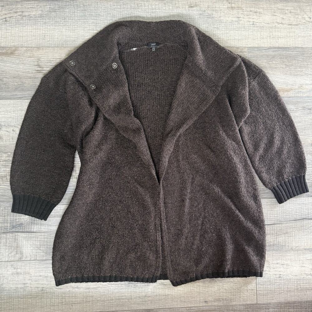 Yest Open Front Chunky Knit Cardigan Brown Grunge Fairy Lagenlook Women Large 12